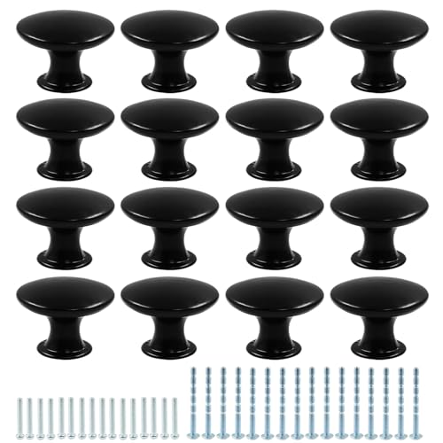 16Pcs 1.16 Inch Antique Black Kitchen Cabinet Knobs - color: Black, size: 16 Pcs