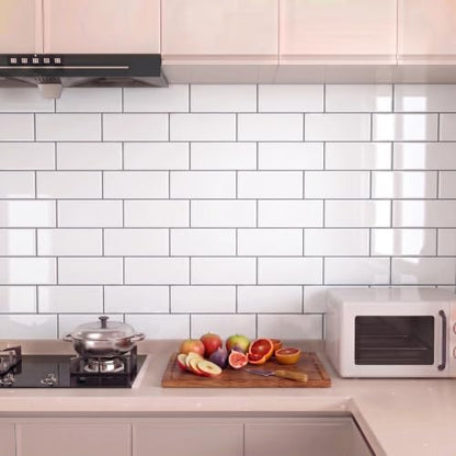 Thicker Design Peel and Stick Backsplash Tile，Self Adhesive Wall Tiles for Kitchen & Bathroom (10 Sheets, White) - color: White With Grey Grout