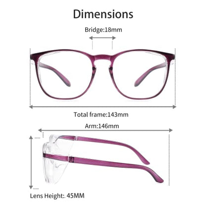 SQIMZAR Safety Glasses Goggles For Women Nurses Protective Eyewear,Anti Fog Safety Goggles - color: Green+purple