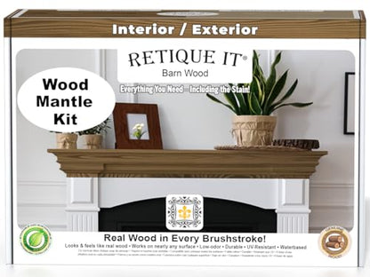 Retique It Wood'n Stain, Wood Finished Kit - Mantel, Barn Wood - color: 45 Barn Wood, style: 1. Mantel