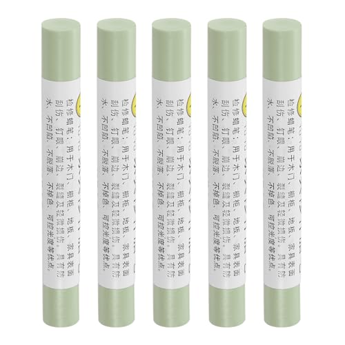 uxcell Furniture Repair Crayons, 5Pcs - Wood Wax Filler Stick, Furniture Markers Touch Up - for Scratches Holes Tables Desks Wooden Floors Cover Ups, Oil Blend Green - color: Oil Blend Green