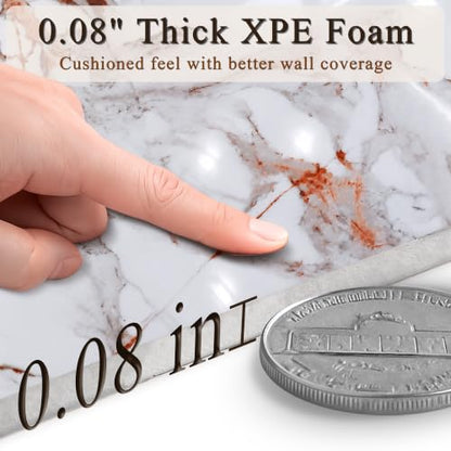 White Brown Marble Peel and Stick Wallpaper, 47.2 x 118 in - color: White Brown Marble, size: 47.2" x 118"