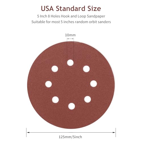 50 PCS 5 Inch 8 Hole Hook and Loop Sanding Discs 180 Grit - style: 180 Grit,50-Pack