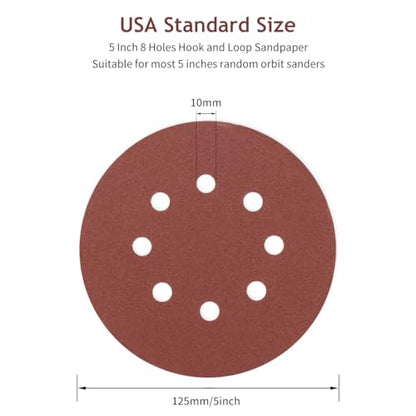 50 PCS 5 Inch 8 Hole Hook and Loop Sanding Discs 180 Grit - style: 180 Grit,50-Pack