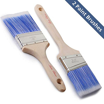 Bates - 2 Pack, Wood Handle, Paint Brushes Set, Professional House, Trim, Sash Paint Brush - color: Wood Handle Angle/Flat, size: 2 Pack, 2.5” & 3”