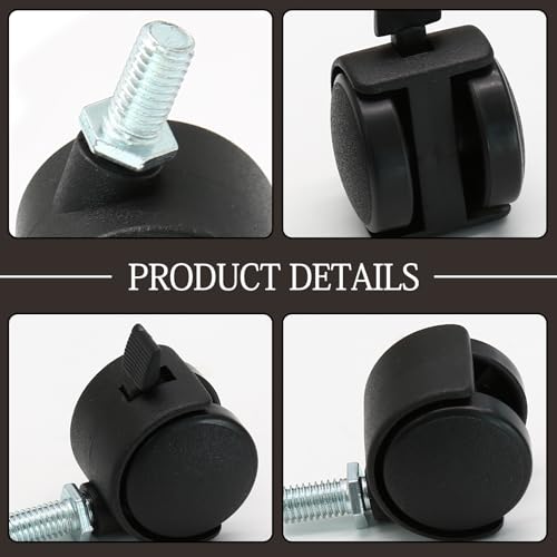 Murtenze 2 Inch Nylon Swivel Stem Caster Wheels, 4Pcs, M8 Thread - style: 2 Inch Stem with Brake