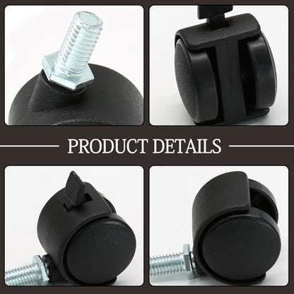 Murtenze 2 Inch Nylon Swivel Stem Caster Wheels, 4Pcs, M8 Thread - style: 2 Inch Stem with Brake