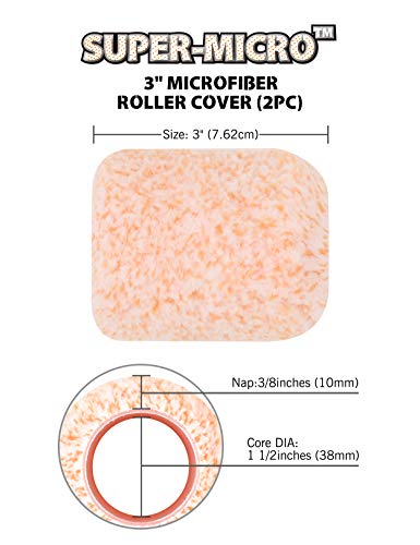 ROLLINGDOG 3" Small Paint Roller Cover Refills - color: 2pc paint roller covers orange