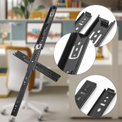 8 Pairs 12 Inch Black Full Extension Drawer Slides, Side Mount Drawer Slides with Screw, Ball Bearing File Cabinet Rails for Kitchen and Office Cabinet - size: 8 Pairs 12 Inch