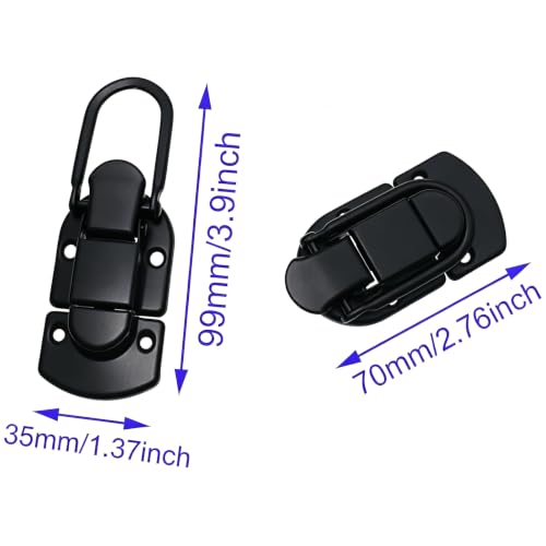 2 PCS Retro Toggle Latch Black Antique Flat Hasp Metal Duck Billed Hasp Lock for Wooden Box and Cabinet Decorative