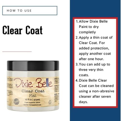 Dixie Belle Paint Company - Clear Coat Flat (16oz) - Polyacrylic Topcoat - color: Flat, size: 16 Fl Oz (Pack of 1)