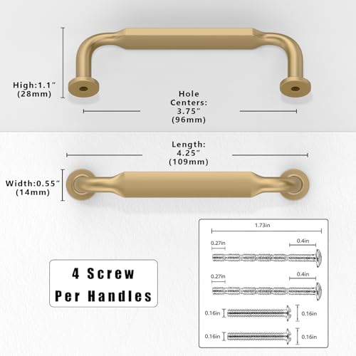 10 Pack Champagne Bronze Cabinet Pulls 3.75 Inch(96mm) Kitchen Cabinet Handles Solid Zinc Alloy Cabinet Hardware Drawer Pulls - color: Champagne Bronze, size: 3.75" Hole Center