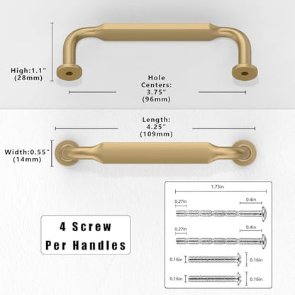 10 Pack Champagne Bronze Cabinet Pulls 3.75 Inch(96mm) Kitchen Cabinet Handles Solid Zinc Alloy Cabinet Hardware Drawer Pulls - color: Champagne Bronze, size: 3.75" Hole Center
