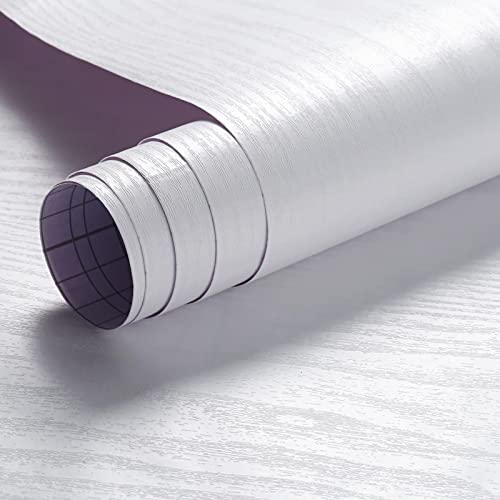 Arthome Peel and Stick Wallpaper - White Wood Contact Paper - White Wallpaper - Self-Adhesive, Removable and Waterproof for Cabinet, Countertop (17"x240") - color: White Wood, size: 16.5" x 240"