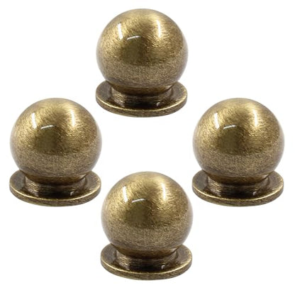 Jiozermi 4 Pack Mini Round Solid Brass Knobs, 5/9 Inch, Bronze - color: Bronze, size: 5/9 Inch(14mm)