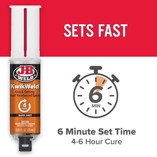 J-B Weld 6 Minute Set Epoxy KwikWeld, High Strength, Waterproof, 2 Pack, Dark Grey, 50176-2 - size: 25ml - 2 Pack