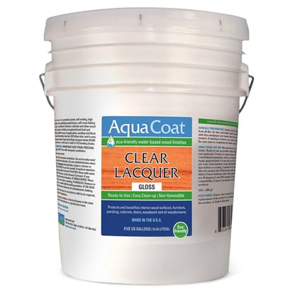 Aqua Coat Clear Lacquer - Gloss (5 Gallon), Self-Cross-Linking, - style: 5 gallon