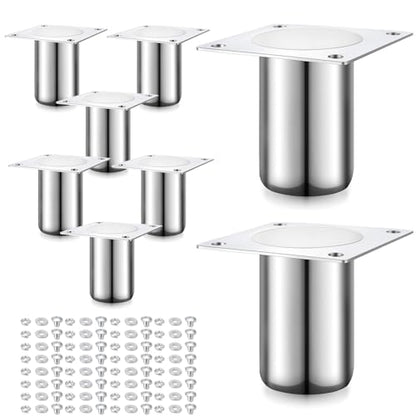 Zonon 8 Pack 3-1/8 Inch Total High Stainless Steel Leg Sockets Fits 1-5/8 Inch Tubing with 3-1/2 in x 3-1/2 in Welded Mounting Plate for Work Tables Porch Railings Restaurants Workplaces