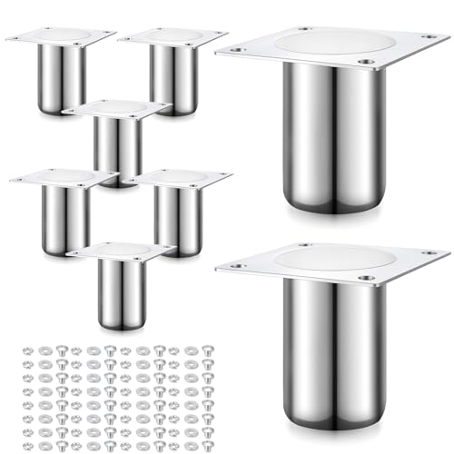 Zonon 8 Pack 3-1/8 Inch Total High Stainless Steel Leg Sockets Fits 1-5/8 Inch Tubing with 3-1/2 in x 3-1/2 in Welded Mounting Plate for Work Tables Porch Railings Restaurants Workplaces