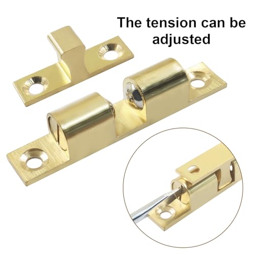 Double Roller Catch Cabinet Latches, 67mm, 4 Pack - color: Gold, size: 67mm