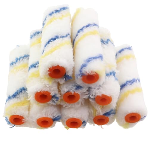 10PCS 4 Inch Plush Roller Brush Head Microfiber Paint Roller for Changing Furniture Colors Model Panel Wooden Ornaments Small Wrought Iron Pieces