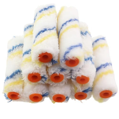 10PCS 4 Inch Plush Roller Brush Head Microfiber Paint Roller for Changing Furniture Colors Model Panel Wooden Ornaments Small Wrought Iron Pieces