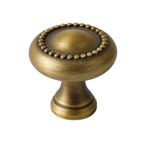 2 Pack Solid Brass Cabinet Knobs, Antique Drawer Knobs, Antique Brass Cabinet Knobs for Kitchen, Bathroom, and Furniture - size: Knob-H
