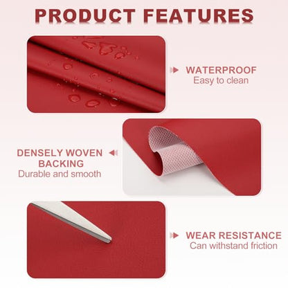 PATIKIL 63x39.4in Faux Leather Sheets, Faux Leather Fabric Sheets Vinyl Fabric Synthetic Soft Waterproof PVC for Replacement Upholstery Car Furniture Sofa Boat Marine, Wine Red - color: Wine Red