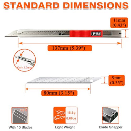 9mm Auto Lock Utility Knife with 30 Degree SK2 Snap-off Blades, Precision Box Cutter for Car Vinyl Wrap, PPF, Window Tint and Craft(S506) - color: 9mm-30 Degree-s506