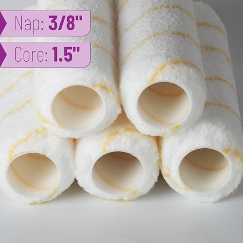Bates- Paint Roller Covers, 9" x 3/8", 24 Pack, Yellow Stripes, Covers for Paint Rollers 9 Inch, 9 Inch Paint Roller Covers, Paint Roller Cover, Paint Roller Covers 9 Inch, Large Paint Roller Covers - size: 9" x 3/8", 24 Pack