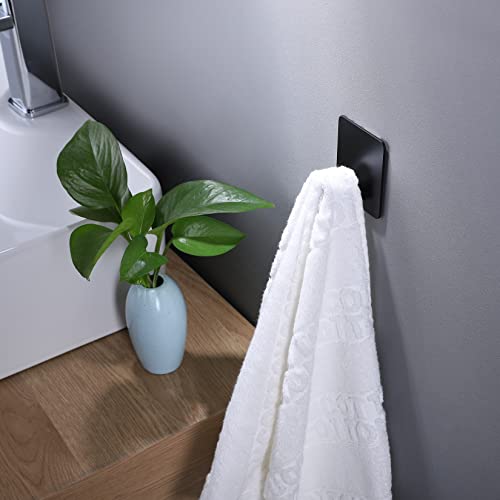 DELITON 26lb Heavy Duty Adhesive Towel Hooks, No-Damage 4 Pack Matte Black - color: Black