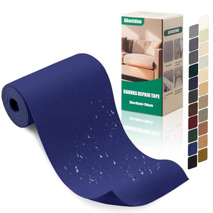 Gheeidau Canvas Repair Tape 4×70 Inch Waterproof Self-Adhesive Fabric Repair Patch for Repairing Boat Covers,Tents,Patio Umbrellas,Car Seats,Luggage,Sofas.(Dark Blue) - color: Dark Blue, size: 4"×70"