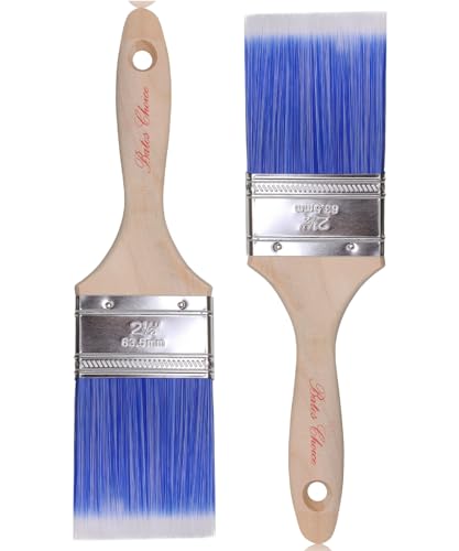Bates Paint Brushes, 2.5-Inch, 2 Pack, Treated Wood Handle for Walls, Furniture, and Staining - color: Wood Handle, size: 2 Pack, 2.5"