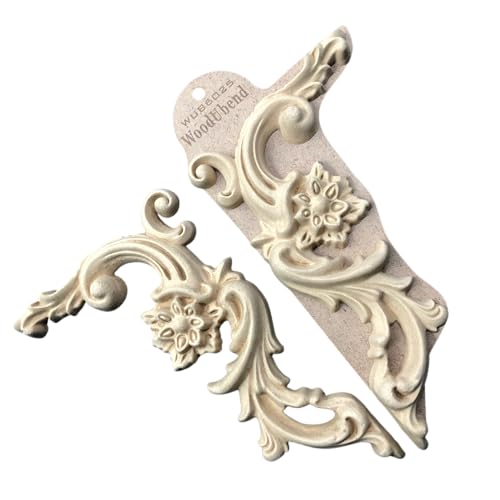 WoodUbend WUB6025 Set of Floral Scrolls - Wood Appliques - Heat Bendable & Flexible Wood Onlays 22x13.5cm - DIY Craft, Furniture & Home Decor - Easy to Apply & Paint - Reusable Decorative Decals - size: WUB6025