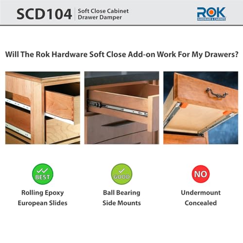 2-Pack Rok Titus Hardware Soft Close for Wood Drawers/Soft Close Drawer Adapter/Add-On/Retrofit (White), SCD104W - style: 2-Pack White Color