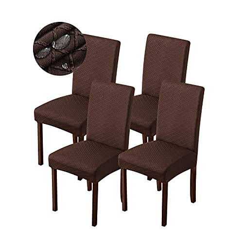 Genina Waterproof Chair Covers for Dining Room Dining Chair Covers Kitchen Parsons Chair Covers (Chocolate, 4 PCS) - color: Chocolate, size: 4 PCS