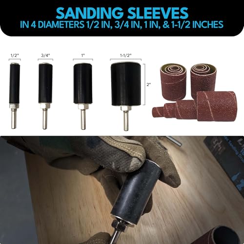 LINE10 Tools 12 Pack Spindle Sanding Sleeves, 2 Inch Long, 60, 80 and 120 Grit - size: 60-80-120 Grit, style: 12pc Sleeves Refill