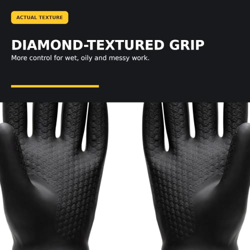 Heavy Duty Chemical Resistant Rubber Gloves (1 Pair) - Extra Long Cleaning & Industrial Work Gloves, Acids & Solvents - size: Large