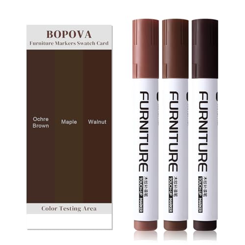 BOPOVA Furniture Markers Touch Up, Wood Floor Scratch Repair Kit, 3 Colors Markers for Scratches, Stains, Floors, Tables, Desks, Cabinet, Bedpost (Ochre Brown, Maple, Walnut) - color: Ochre Brown,Maple,Walnut