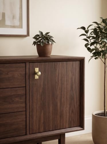 6Pack Champagne Bronze Cabinet Knobs with Backplate Drawer knobs - color: Champagne Bronze, style: Plaquette