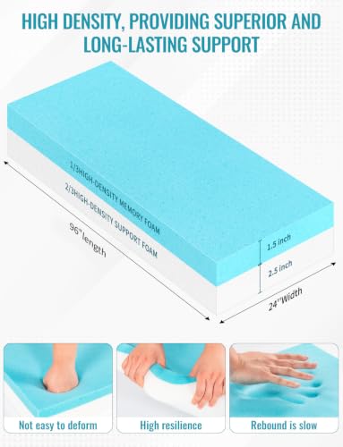 Foam Pad, High Density Memory Foam Support Sponge - size: 24*96*4 IN