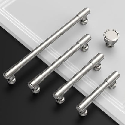 Amerdeco 10 Pack Brushed Satin Nickel Cabinet Pulls 5 Inch(128mm) Hole Center Drawer Pulls Cabinet Hardware Kitchen Cabinet Handles for Bathroom ZH0075 - color: Brushed Satin Nickel, size: 5"/128MM Hole Center