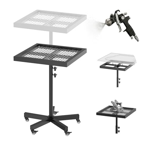 MOOFI 360° Lifting Spray Painting Table /Rotating Spray Paint Rack, 27.8-39.8“ Height Adjustable Stable Paint Rack for Cabinet Paint Stand Door and Car - color: Black