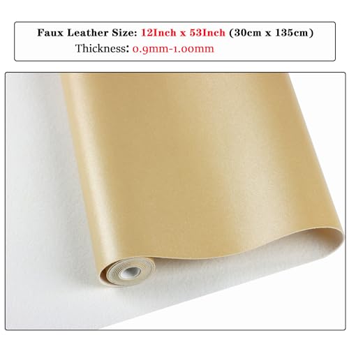 Ramya Smooth Solid Color Gold Faux Leather Sheets 1Rolls 12"X53"(30cm X 135cm),Faux Leather is Great for Handmade DIY Craft Projects, Bows,Leather Earrings (Gold) - color: Gold