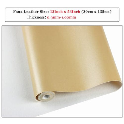 Ramya Smooth Solid Color Gold Faux Leather Sheets 1Rolls 12"X53"(30cm X 135cm),Faux Leather is Great for Handmade DIY Craft Projects, Bows,Leather Earrings (Gold) - color: Gold
