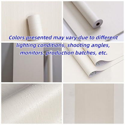 Haimin Wallpaper (24in X 393in) Wood Contact Paper Peel and Stick Self-Adhesive and Removable Wallpaper for Cabinet Wall Furniture Countertop Kitchen Room Wood Grain Wall Paper (Off-White (05)) - color: Off-white (05)