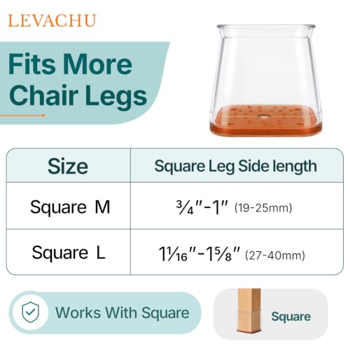 24 Pack Chair Leg Floor Protectors, Chair Leg Caps Square L - size: Square L