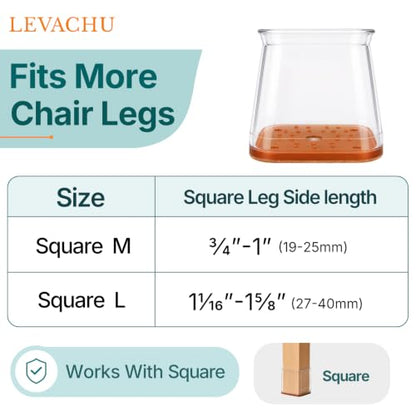 24 Pack Chair Leg Floor Protectors, Chair Leg Caps Square L - size: Square L