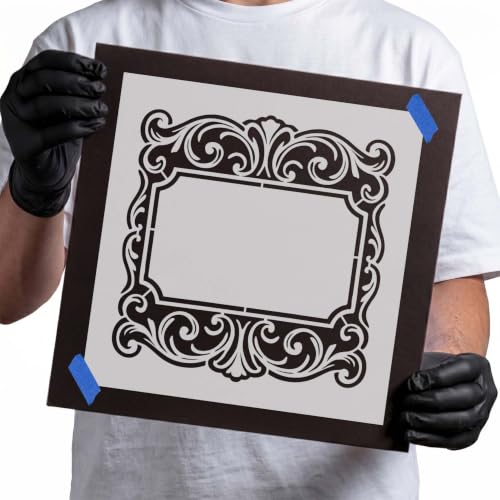 Ornate Family Name Plaque Stencil - 18 Inch - Entryway Decor, Furniture & Custom Artwork - Durable 14 Mil Mylar Plastic Template - color: Ornate Family Name Plaque, size: 18 Inches