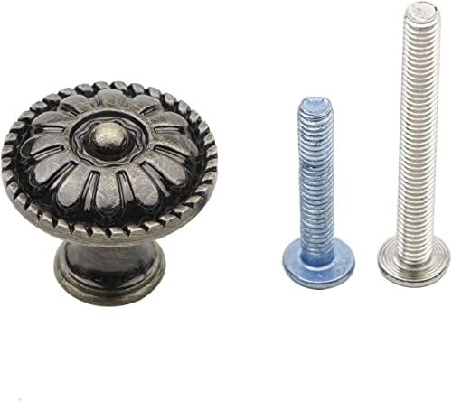 6Pcs Antique Round Cabinet Knobs Single Hole for Drawer Cupboard